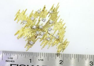 Vintage heavy 18K gold elegant 1.  40CT VS1/G diamond abstract brooch 3