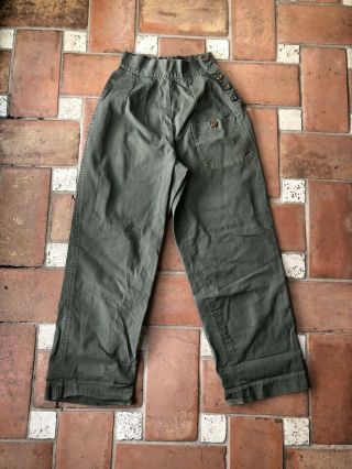 1940s Vintage Womens Army Militart Side Button Zip Workwear Pants 25