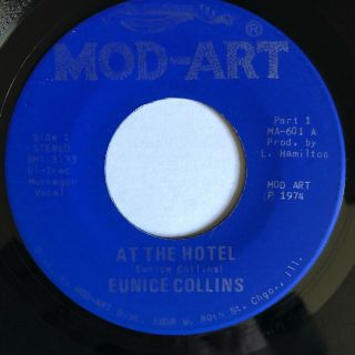 Mega Rare 1974 Sweet Soul Funk Mod - Art 45 Eunice Collins - At The Hotel Ex/vg,