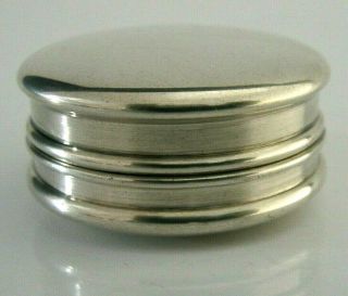 Quality English Antique Solid Silver Snuff Or Pill Box 1917 Antique
