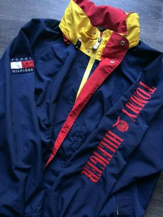 Vintage Rare Tommy Hilfiger Windbreaker Jacket Big Logo Urban Xl Mens