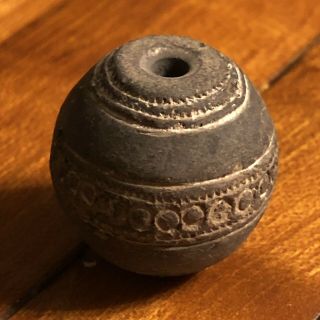 Antique Clay Spindle Whorl Bead Pre Columbian Or African Style Old Artifact