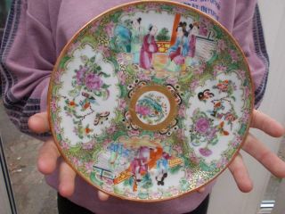 Antique Famille Rose Hand Painted Plate Early 1900s In Lovely