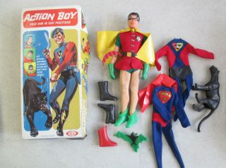 Vintage 1967 Ideal Captain Action Action Boy Figure,  Uniforms,  Equipment,  Box