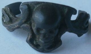 Skull Ring Special Force Shock Troops Fragment Military Ww2 Wwii Trench Art Bron
