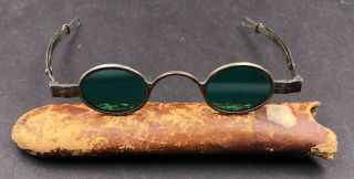 Early H A Dams American Coin Silver Green Spectacle Optical Eye Glasses W/Case 2