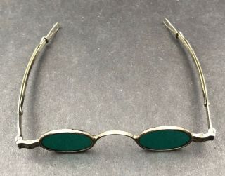 Early H A Dams American Coin Silver Green Spectacle Optical Eye Glasses W/Case 6