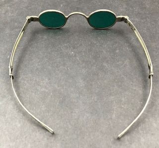 Early H A Dams American Coin Silver Green Spectacle Optical Eye Glasses W/Case 8