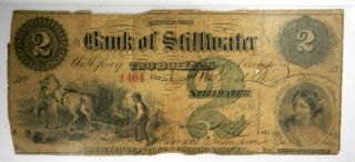 1863 Bank Of Stillwater Mn $2 Rare Minnesota
