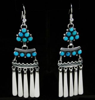 Jack Tom Rare Sleeping Beauty Turquoise Cluster Dangle Earrings