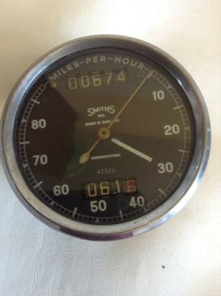 Vintage Speedo Smiths Chronometric Speedometer 80mph.  Triumph,  Norton,  Bsa Etc