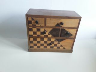 VINTAGE JAPANESE MARQUETRY MINIATURE CHEST OF DRAWERS c1930 2