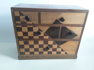 VINTAGE JAPANESE MARQUETRY MINIATURE CHEST OF DRAWERS c1930 3