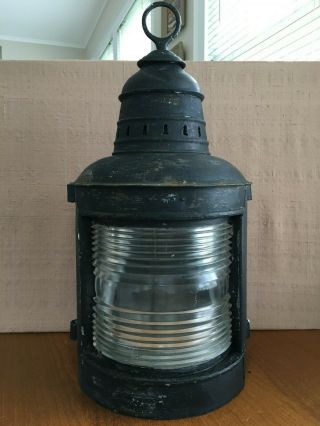 Antique Vintage Large Masthead Ship Lantern Light Perkins 21 " Fresnel Glass Lens