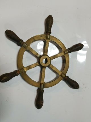 Brass & Wood Ships Wheel