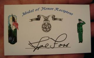 Wwii Usmc Pilot Ace & Medal Of Honor Recipient Joe Foss Autograph Card