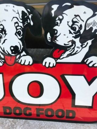 Vintage Large 46” Sign Joy Dog Food Advertising Puppies Pet Soda Gas Oil Rare 3