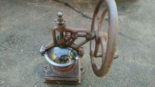 Antique Cast Iron Balance Wheel Coffee Grinder Ampia Garanzia Fb 00 Italy 1900 