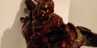 Guan Gong Yu Red Resin Chinese Warrior Statue Knite Horse Figure Antique 2