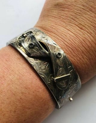 Antique Victorian Silver Buckle Bangle,  Sterling 3