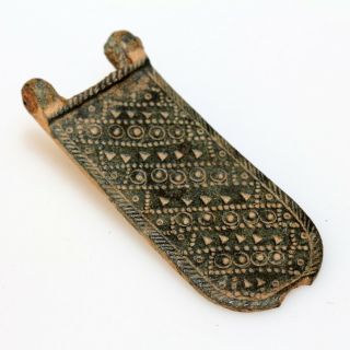 A Byzantine Bronze Plate Belt Buckle Decorated With Carved Designs Ca 700 Ad