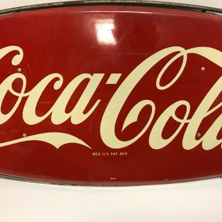 Vintage 1960 Coca Cola Fishtail Soda Pop Gas Station 26 " With Bracket
