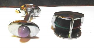 Set Vintage Jetson Spaceship Stern Chrome Boat Light Attwood And Red/green Light
