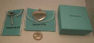 Vintage Tiffany & Co Heart Perfume Bottle Flask & Funnel Sterling Silver W/ Box