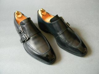 John Lobb Vintage 2000 Black Split - Toe Double Monk Mens Shoes 7uk - Ee 7.  5 Us