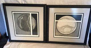 Diptych 1975 Divided Planet I & Ii Artist Proof A/p Etching Art Print Carol Camp