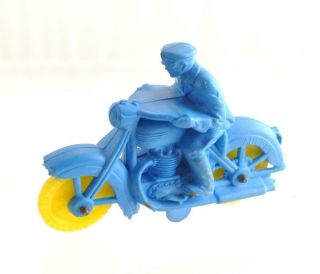 Vintage Auburn Rubber Co toy Policeman on Police Blue Motorcycle Harley Davidson 2
