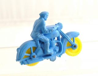 Vintage Auburn Rubber Co toy Policeman on Police Blue Motorcycle Harley Davidson 3