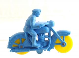 Vintage Auburn Rubber Co toy Policeman on Police Blue Motorcycle Harley Davidson 4