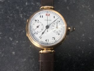 Vintage 14ct Gold Chronograph Watch One Push Button