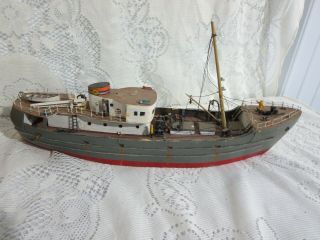 Vintage Wood Pond Boat Handcrafted Seaboard Coast Line Railroad Ship 17 1/2 "