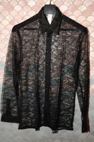 Versace True Vintage Black Lace Shirt,  Italian 52,  El,  Nos,