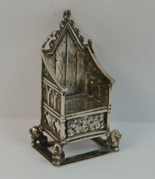 1901 Victorian Solid Silver Miniature Chair With Gothic Design