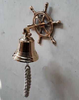 Door Bell Wall Hanging Mount Nautical Brass Ship Chakra Clamp Brass Gift Decor