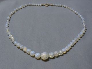 Art Deco Nouveau Moonstone Vtg Bead Necklace Gild 14k Clasp