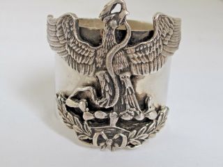 Antique Silver Mexican Centenario Napkin Ring Mexican Eagle