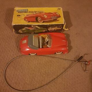 Rare Distler Porsche Red Electro Matic 7500 Tin Toy Car Box Fs