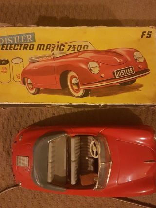 Rare Distler Porsche red Electro matic 7500 Tin Toy Car Box FS 2