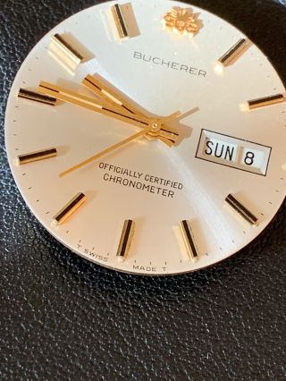 Vintage Bucherer Chronometer Movement And Dial ETA 25J 2638 Running ADJ 5 POS 5