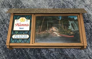 Vintage Hamms Beer Motion Sign SCENE O RAMA Campfire & Waterfall 1960 ' s 6