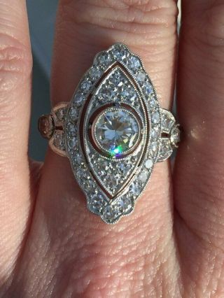 Bezel Art Deco 2.  30ct Round Diamond 14k White Gold Over Antique Engagement Ring
