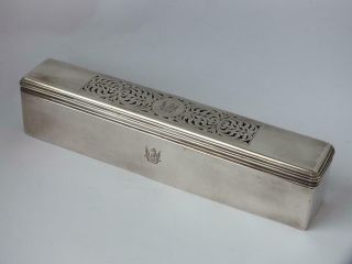 Crested Antique Victorian Solid Sterling Silver Box 1844 & 1849/ L 16.  8 Cm/ 178