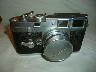 Leica M3 Vintage Range Finder Camera W/ Lens 755576 Leitz Silver Summicron Case