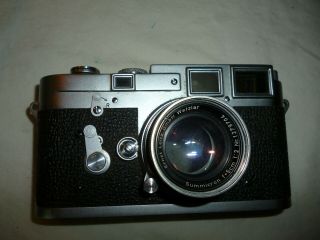 Leica M3 Vintage Range Finder Camera W/ Lens 755576 Leitz Silver Summicron Case 4