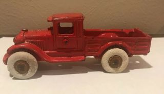 Vintage Red Cast Iron Pick Up Truck - Possibly Hubley