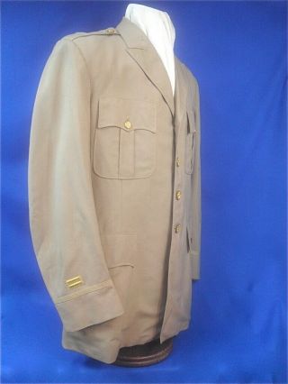 WWII US Army Officer ' s Tan Khaki wool Uniform Jacket & Trousers Pants Large Size 2